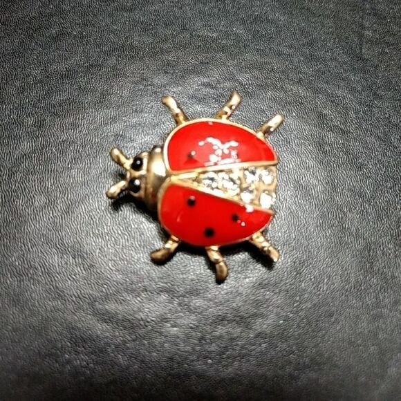 **Final Sale** Gold tone and red enamel ladybug pin - Picture 2 of 5